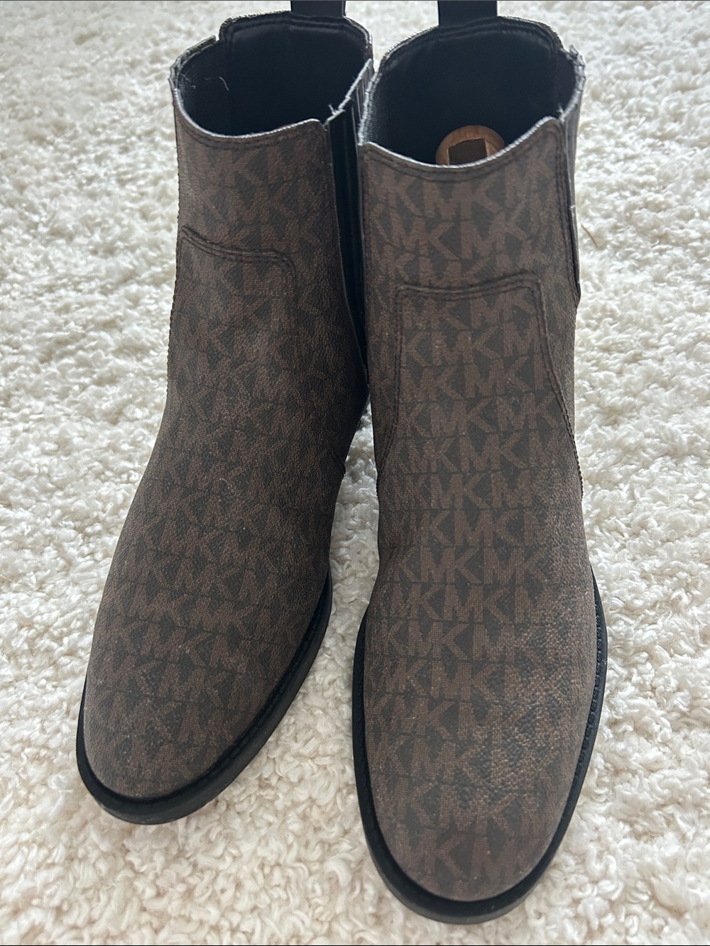 Michael Kors Brown MK Monogram Chelsea Ankle Boots